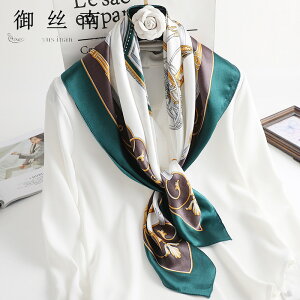 杭州真絲絲巾女春秋季新款100桑蠶絲緞面90大方巾禮品圍巾
