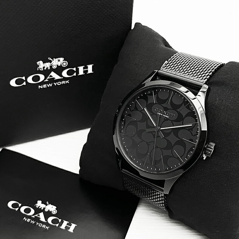 美國百分百【全新真品】COACH Baxter 手錶 C9569 網狀錶帶 專櫃精品 印花 39mm 黑色 CZ54