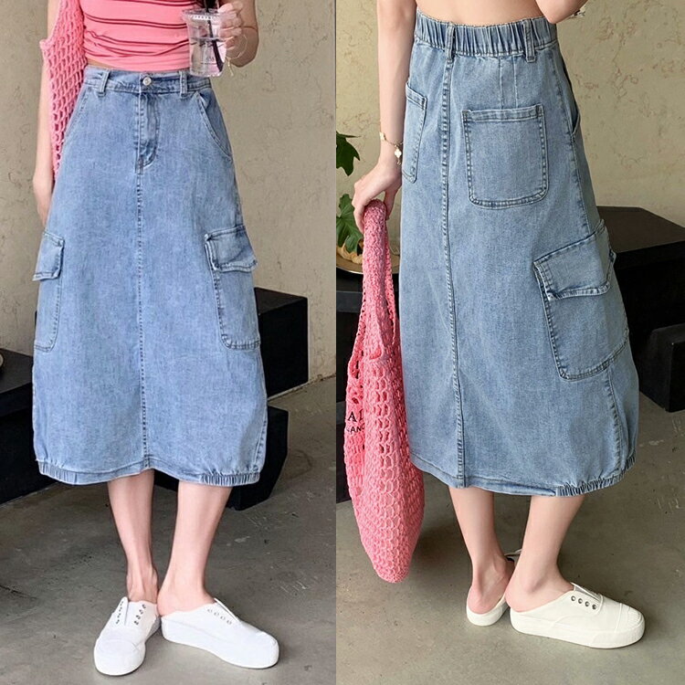 彈力牛仔裙(M-3L)   【B370324】 3