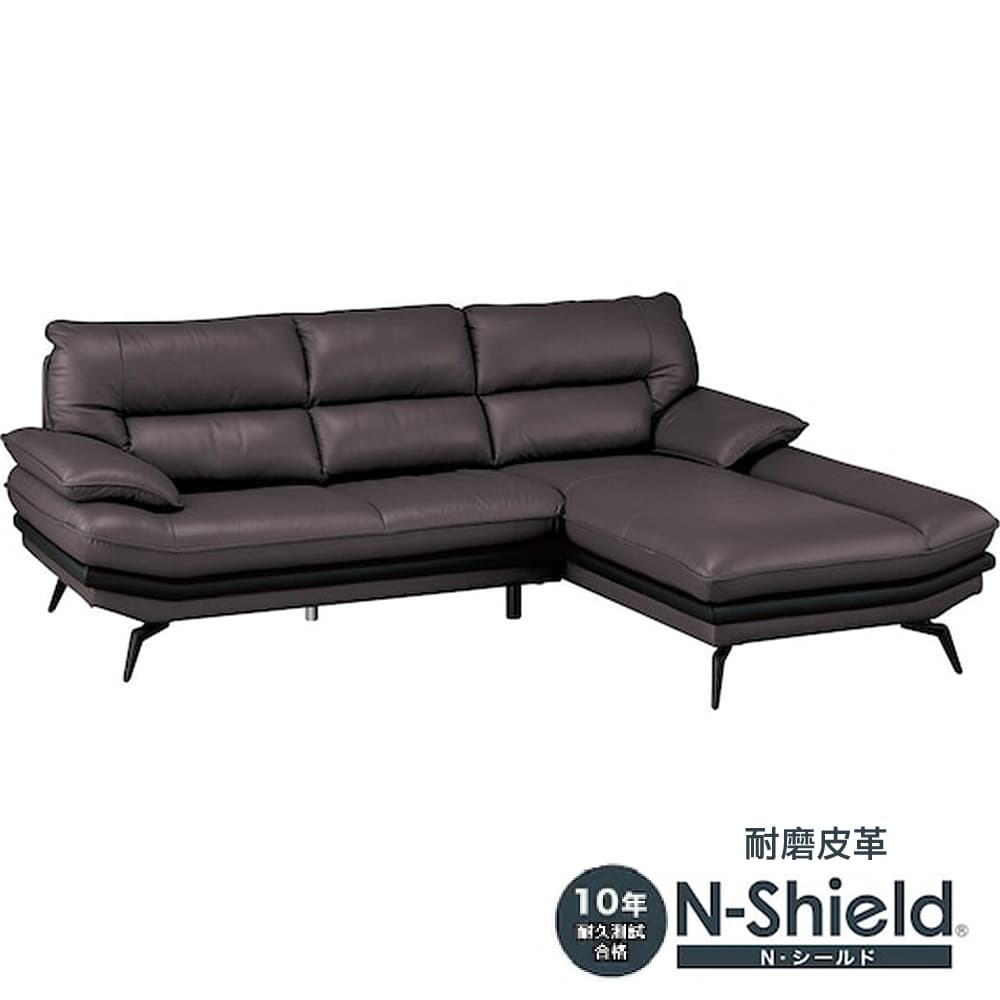 ◎耐磨皮革L型沙發 LOZO KD LC N-SHIELD DBR NITORI宜得利家居