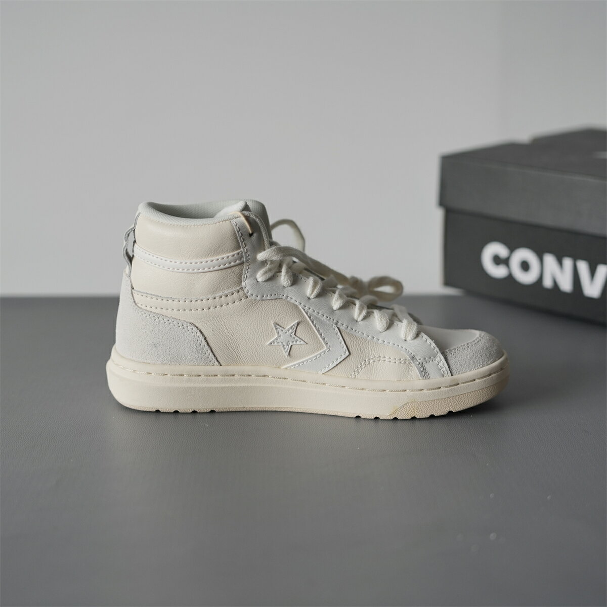 CONVERSE PRO BLAZE正品匡威白灰牛皮革拼接箭星高幫板鞋 A09082C
