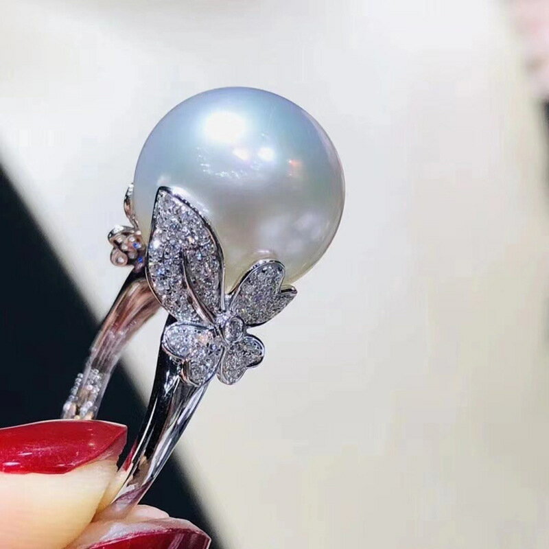 DIY手工配件 S925純銀珍珠戒指空托 別致女款戒托半成品飾品銀托