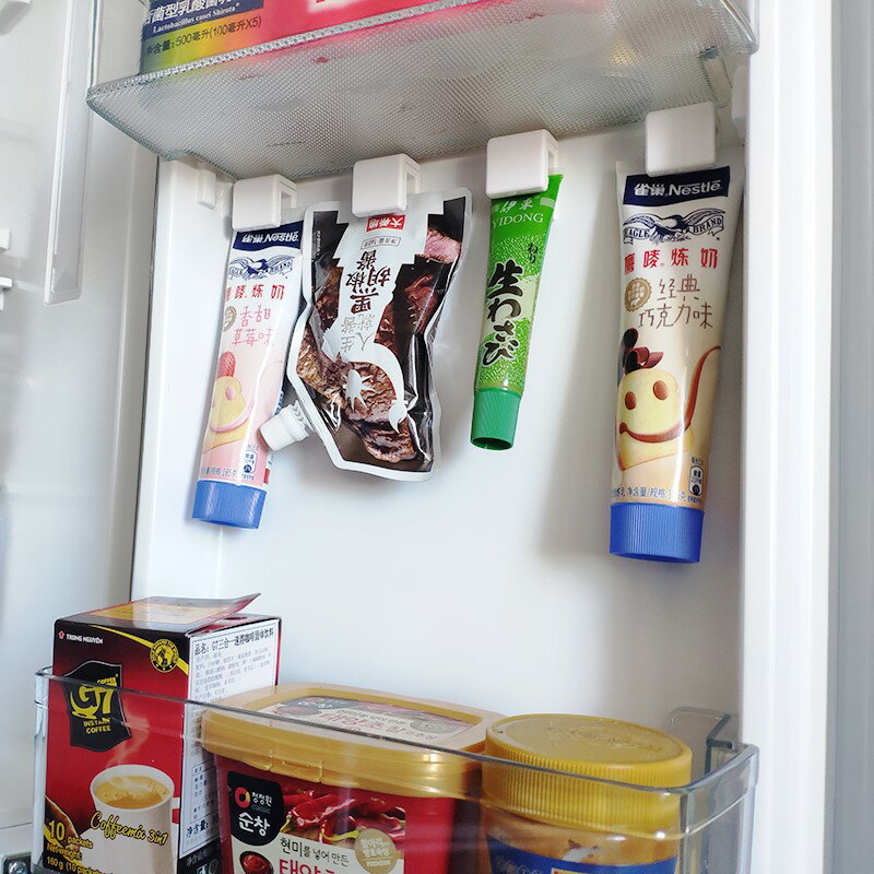冰箱側門收納神器家用軟管醬料煉乳煉奶芥末收納固定夾壁掛免打孔