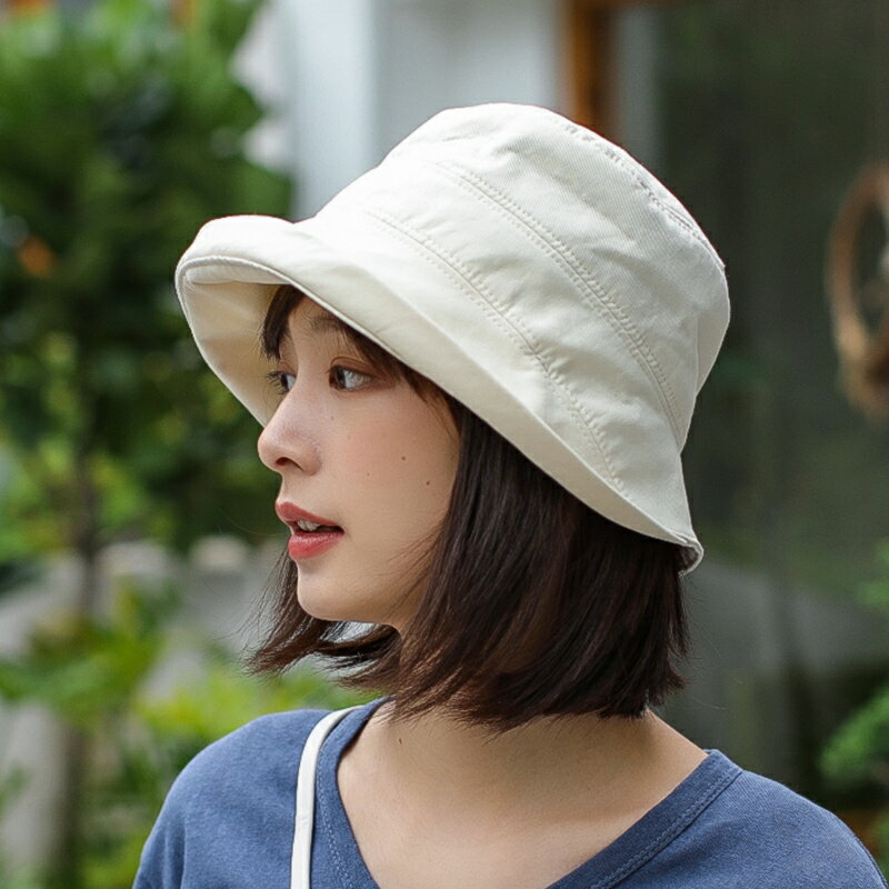 帽子 卷邊漁夫帽女夏季防曬帽日系早春遮陽帽薄款白色春秋小沿女士帽子 【新年禮物】