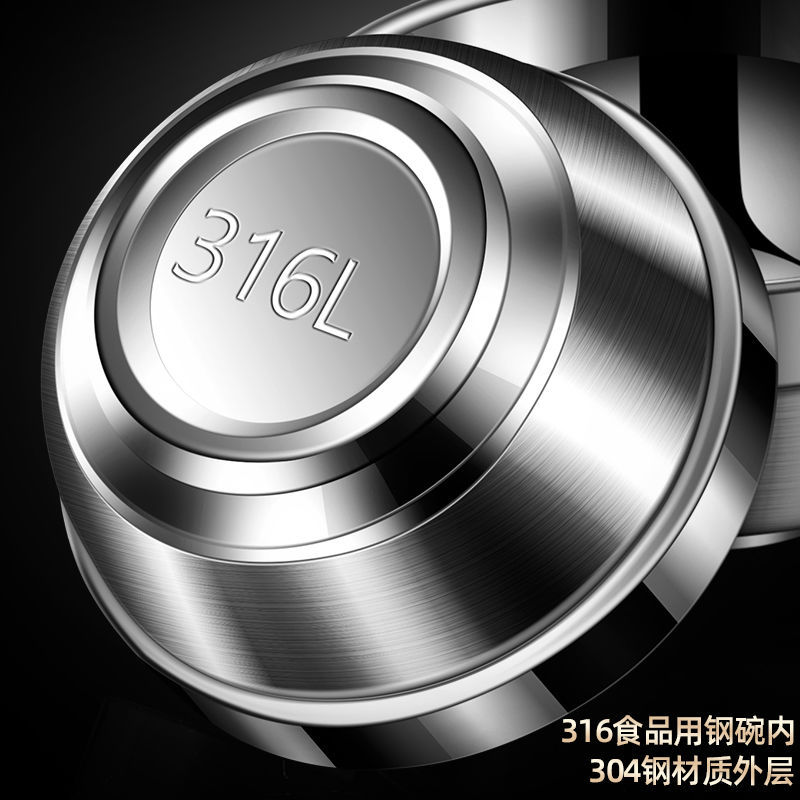 【喜挖】316食品級不銹鋼碗家用雙層飯碗隔熱碗套裝湯碗防摔防燙輕健康 2