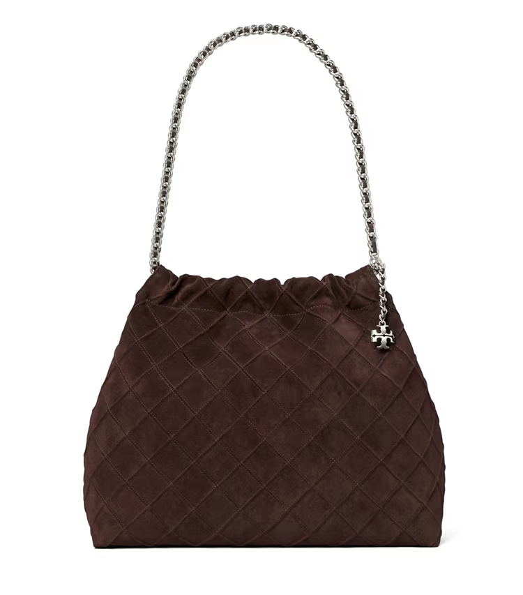 精選★TORY BURCH Fleming 雙鏈條 細褶細節 絨面革 托特包Tote包購物袋單肩手提包 166064/167727【母親節禮物★菲尼斯 國際精品3折起 春夏新品 換季下殺】