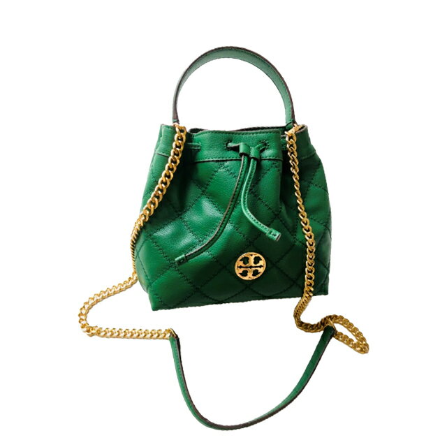 精選★TORY BURCH 萎格浮雕圖案 抽繩鏈條柔軟皮革小號水桶斜跨包 斜背包 82370(預購)~【夏日美包★菲尼斯 國際精品↘3折起】 3