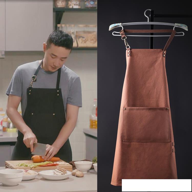 圍裙2021新款網紅爆款純棉家用廚房防水女咖啡廚師夏工作男士日式 雙十一全館距惠