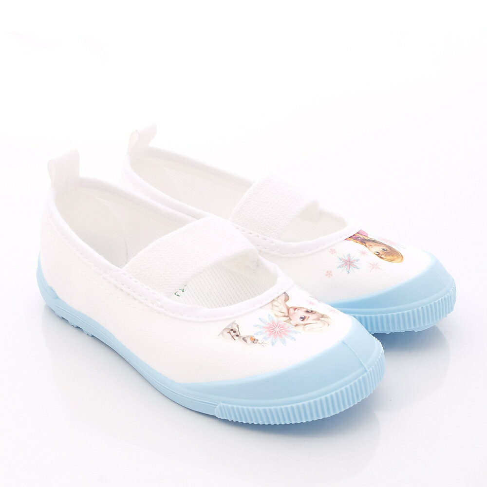 日本月星Moonstar機能童鞋迪士尼聯名系列日本製寬楦冰雪奇緣室內鞋款F019藍(中小童段) 1