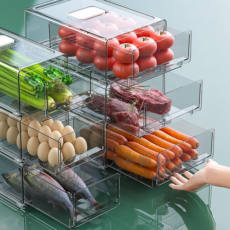 廚房冰箱收納盒抽屜式保鮮盒冰箱專用食品級水果雞蛋食物整理儲物【時尚大衣櫥】