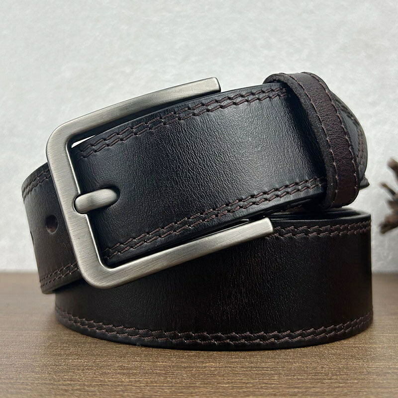 現貨+預購 100%真皮皮帶男牛皮腰帶商務皮帶手工皮帶休閒男襯衫牛仔西裝褲-韓版青年2色74jq46【獨家進口】【米蘭精品】