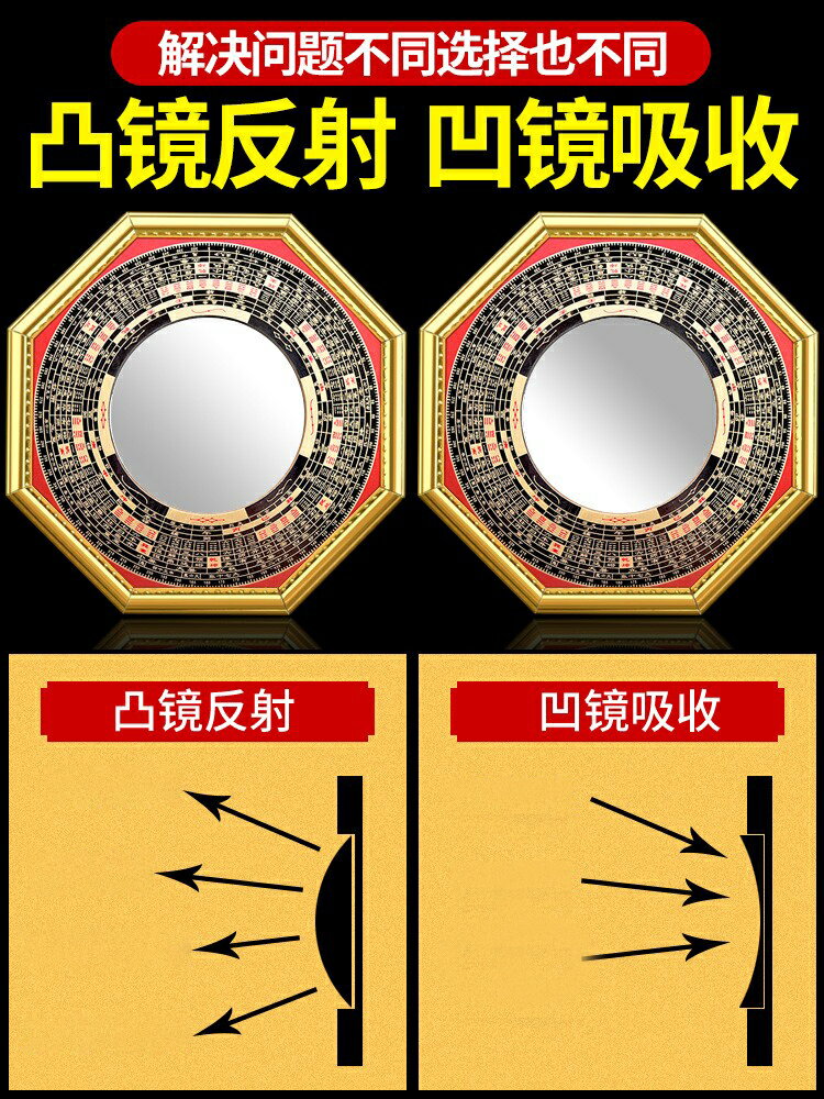 八卦鏡凸鏡家用門口平面陰陽鏡九宮凹鏡掛件裝飾家居擺件