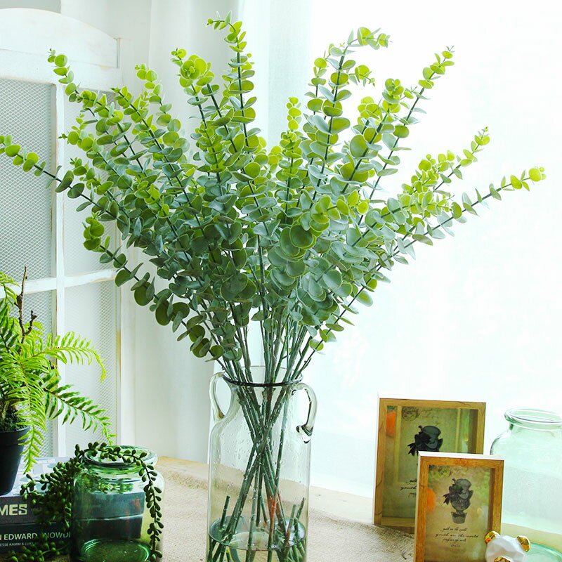 模擬手感尤加利葉北歐ins幹花束拍照道具假花客餐廳插花玄關裝飾