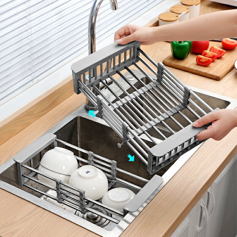 廚房水槽置物架水池上方放碗筷洗碗池瀝水架瀝碗籃碗碟收納架伸縮