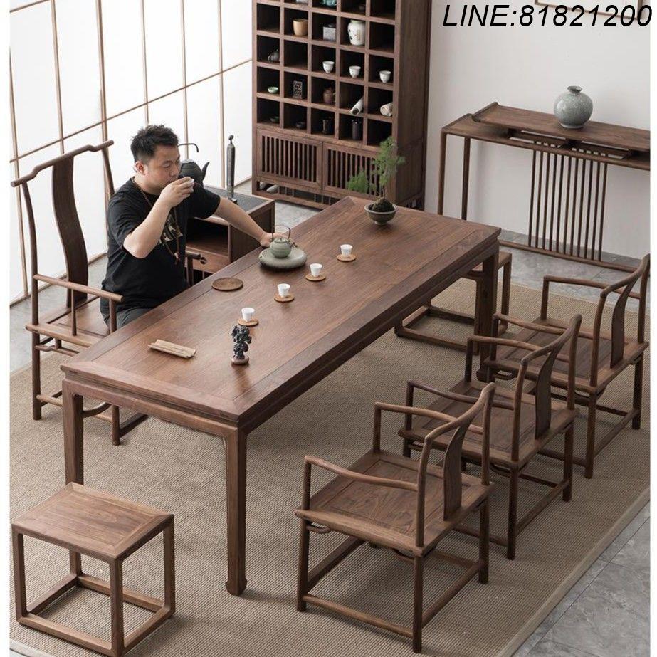 茶桌椅組 茶桌 榆木桌 實木桌椅 茶幾 泡茶臺 免運 開立發票 茶桌老榆木茶臺實木茶桌椅組合禪意茶藝桌客廳茶臺桌泡茶桌 支援訂製 支援組裝