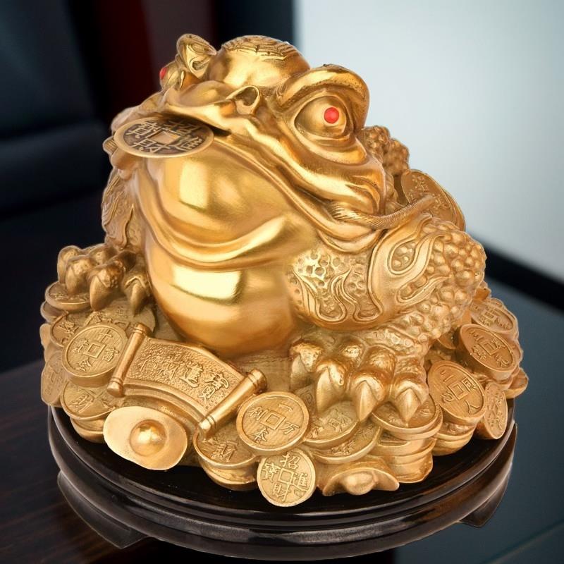 金蟾招財擺件 純銅金蟾招財擺件黃銅三足金蟬蟾蜍辦公室客廳店鋪開業足金禮品
