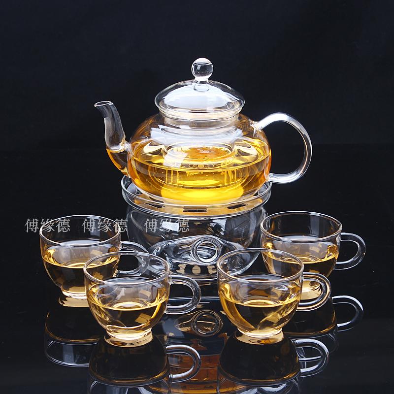 耐熱玻璃茶具套裝整套功夫茶具過濾花茶壺花草茶杯茶盤四合一加厚