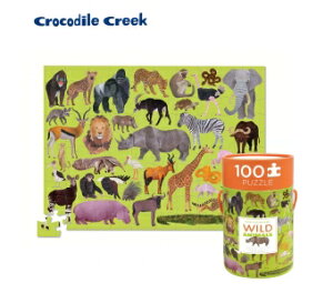 《美國 Crocodile Creek》生物主題學習桶裝拼圖-野生動物 東喬精品百貨