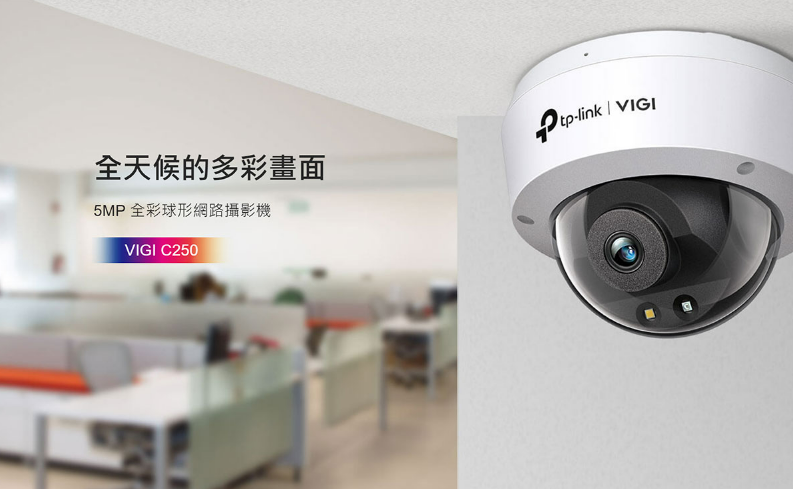 樂天領券折扣 TP-LINK VIGI C250 5MP 全彩球型監視器/商用網路監控攝影機 可POE供電
