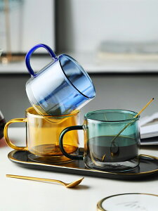 雙層玻璃杯ins風隔熱家用簡約水杯女清新創意耐熱咖啡杯可愛杯子