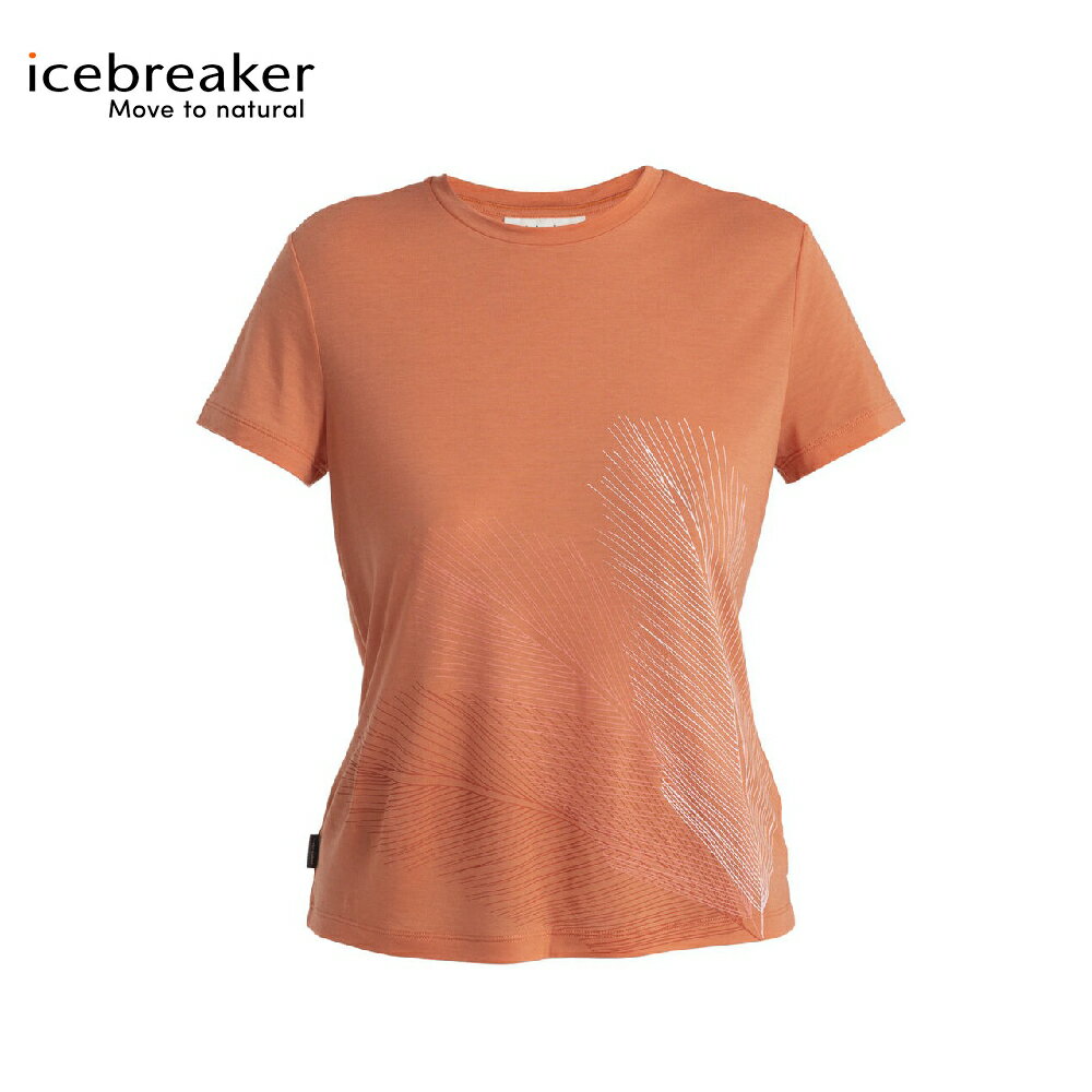 【Icebreaker 女 Core 圓領短袖上衣(羽毛輕拂)《牡丹粉》】0A56Y5/排汗衣/短T/羊毛衫