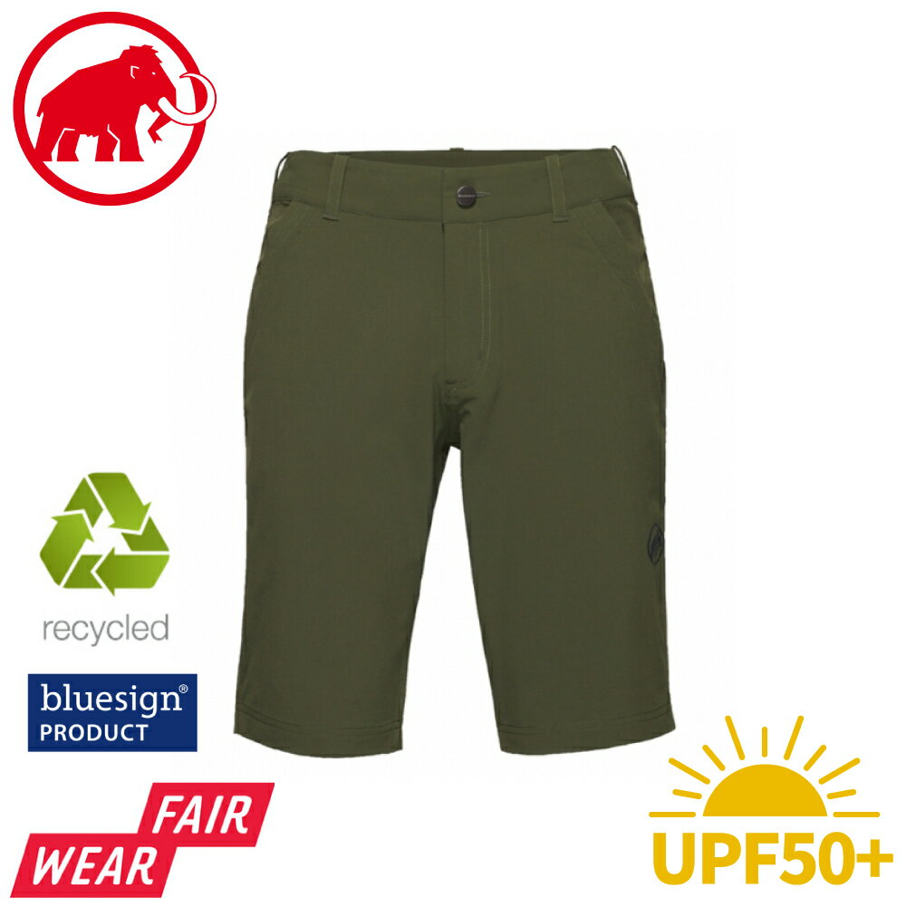 【MAMMUT 長毛象 男 Hiking V Shorts 防曬彈性健行短褲《深沼澤綠》】1023-01150/透氣快乾