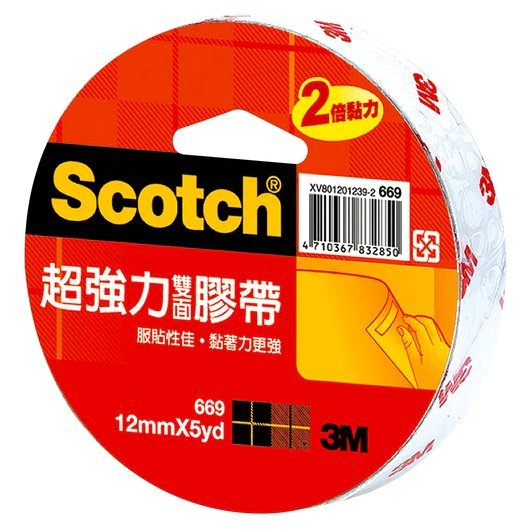 3M™ Scotch® 12mm 18mm 24mm 超強力雙面膠帶 669