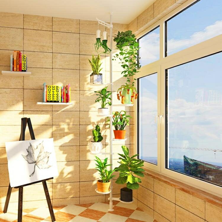 新款頂天立地室內客廳省空間簡約大綠蘿創意多層窗台陽台懸掛花架 全館免運