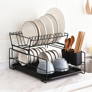 廚房碗碟瀝水架雙層碗筷收納架餐具置物架瀝水籃水槽洗碗池放碗架