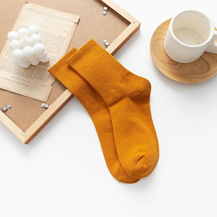 現貨! 秋冬日系中筒襪 純色休閒襪 長筒襪 6