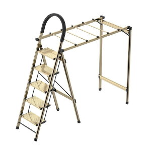 肯泰家用梯子多功能折疊晾衣架四五步兩用伸縮人字加厚鋁合金樓梯