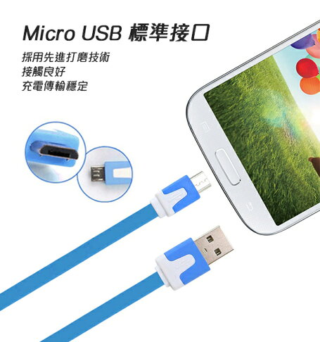 安卓MICRO USB彩色傳輸線 現貨 當天出貨 扁線 充電 多色可選 馬卡龍　長度80公分【coni shop】 3
