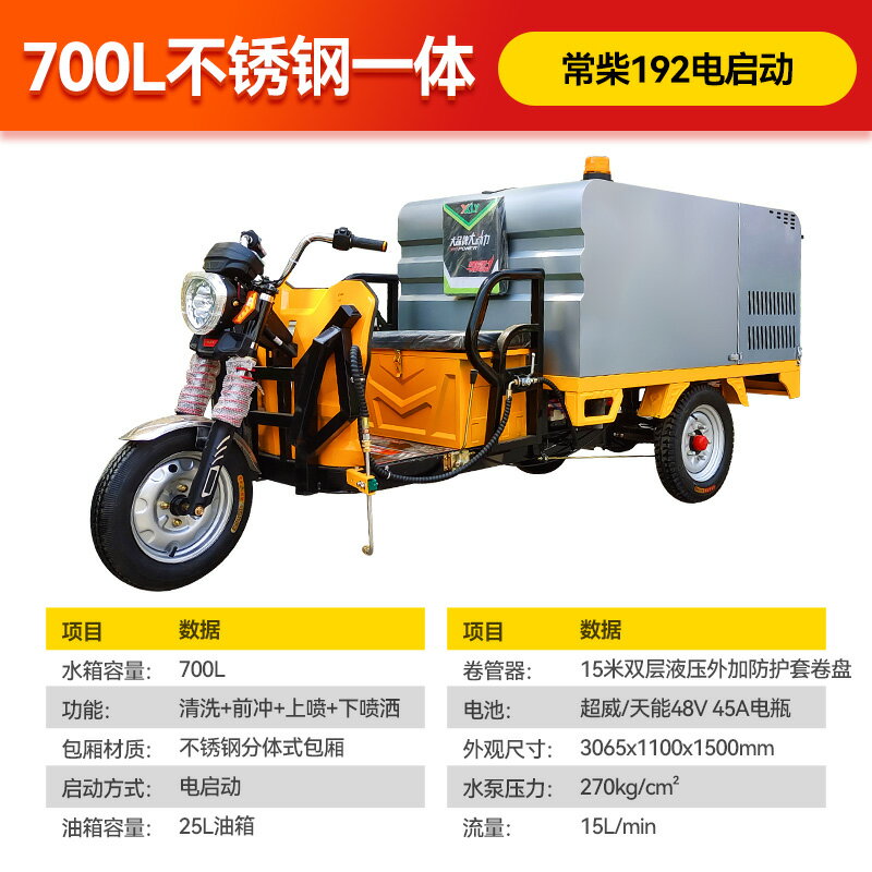{公司貨 保固一年}電動三輪小型高壓清洗車環衛物業沖道路防疫消毒打藥高壓沖洗車 0