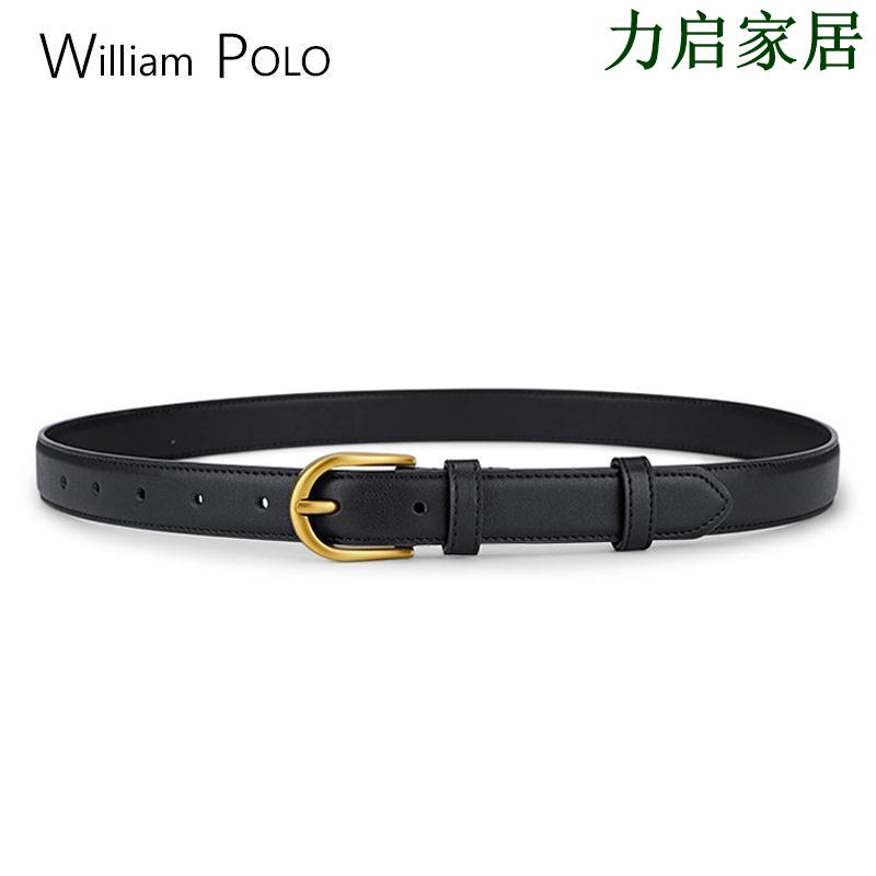WilliamPolo皮帶女款ins風時尚裝飾針扣腰帶女2023新款真皮褲帶潮