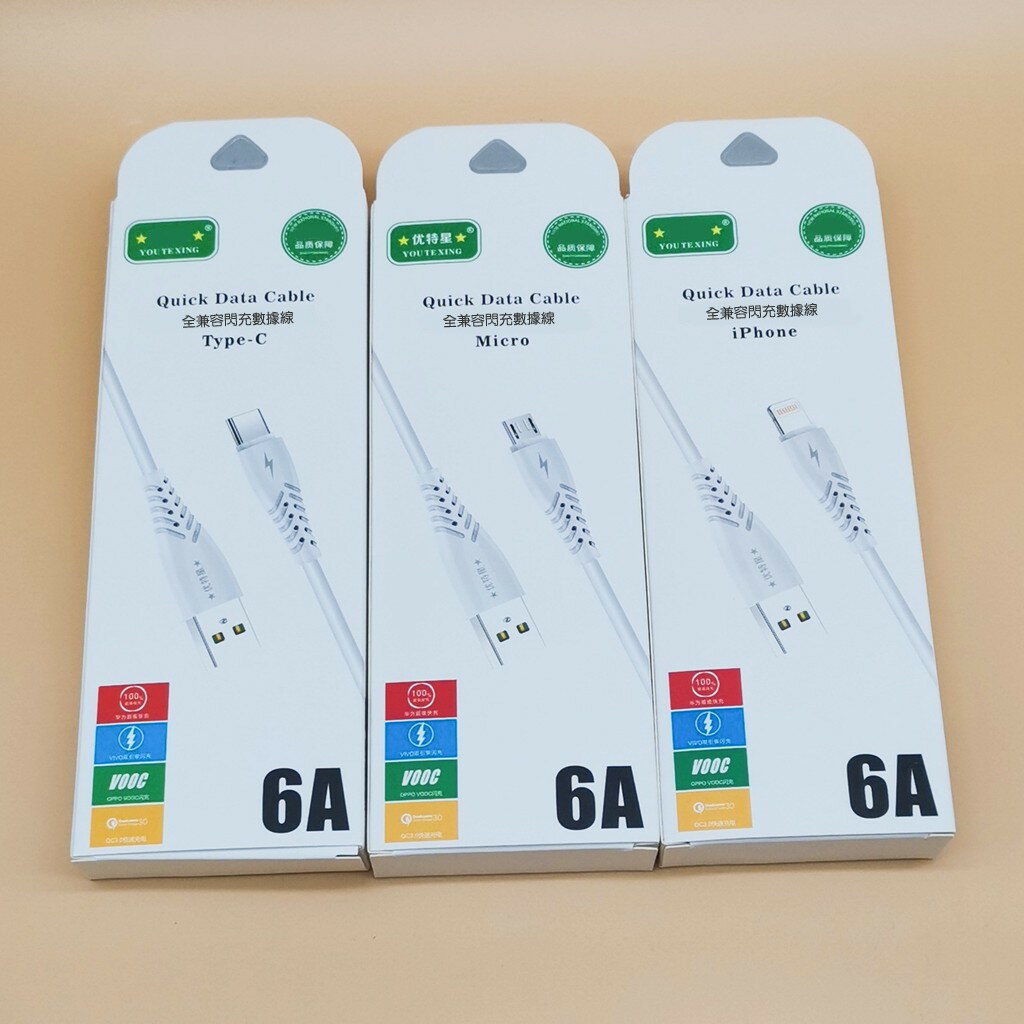 90cm充電線6A【緣屋百貨】天天出貨 1米  Micro USB 充電線 傳輸線 快充線 iphone type-C 3