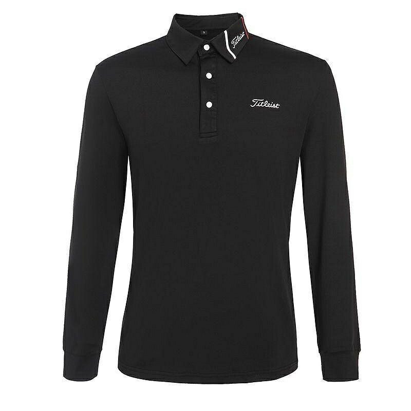 高爾夫緊身球服男裝長袖T恤時尚速乾透氣翻領衣服運動休閒polo衫