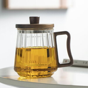 陶福氣 玻璃帶蓋茶杯個人專用現代辦公室男女喝水杯子創意造型