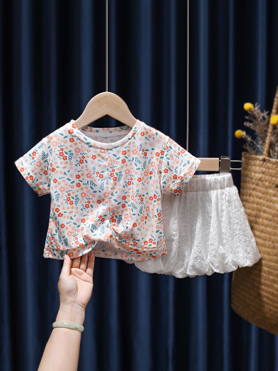 童裝女童碎花上衣夏季韓版女寶寶短袖T恤夏薄款嬰兒童夏裝洋氣潮