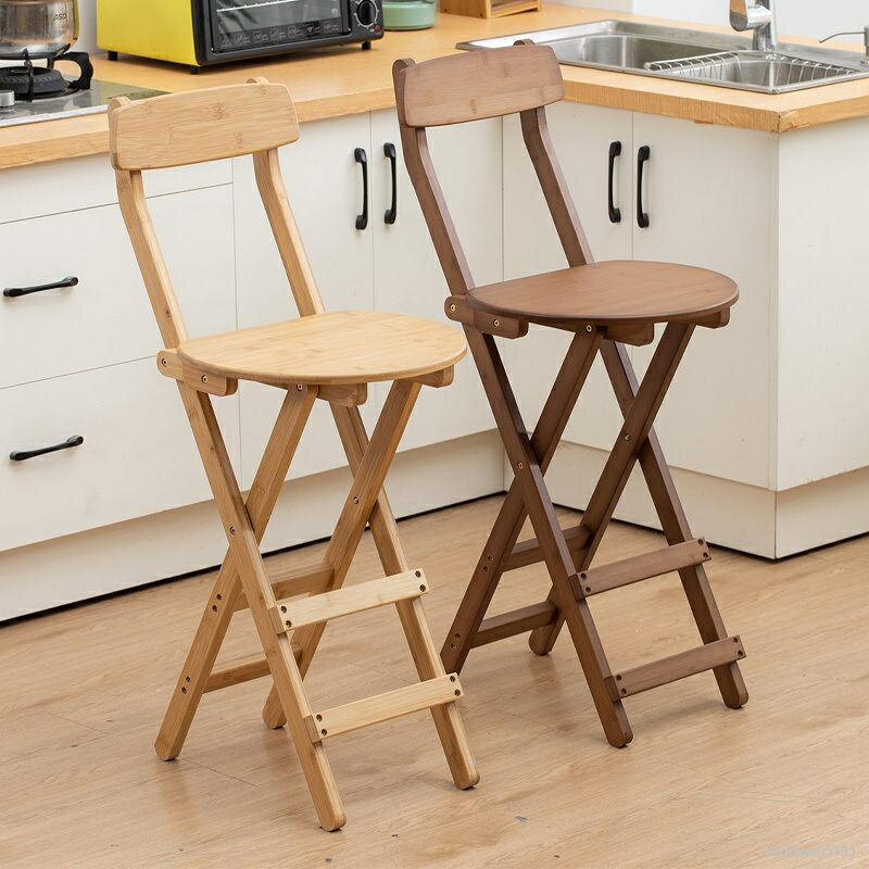 折疊高凳高腳凳子實木靠背椅便攜式馬扎凳家用省空間餐椅吧臺椅子
