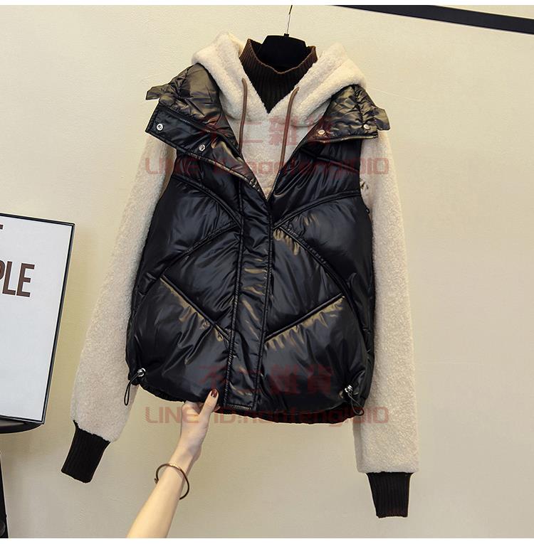 羽絨棉馬甲 大碼女裝外套棉服 秋冬胖MM顯瘦高領坎肩上衣【不二雜貨】