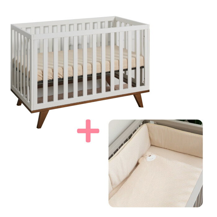 Lebaby樂寶貝 Denmark 丹麥三合一嬰兒床+床墊+有機棉3D透氣寢具五件組|成長床(台灣製)