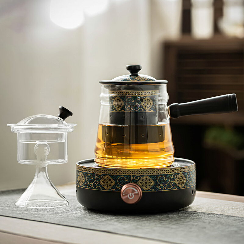 泡茶壺電陶爐煮茶加厚功夫紅茶玻璃茶具蒸汽煮茶器套裝陶瓷煮茶爐