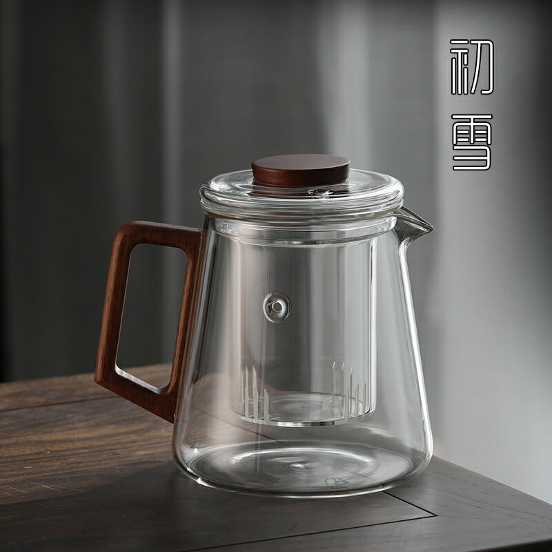 日式玻璃茶壺茶水分離煮茶泡茶兩用壺套裝高檔辦公室手柄小型茶具