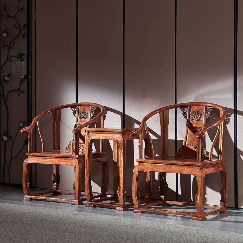 紅木具皇宮椅三件套花梨木圈椅實木刺蝟紫檀太師椅新式休閑椅