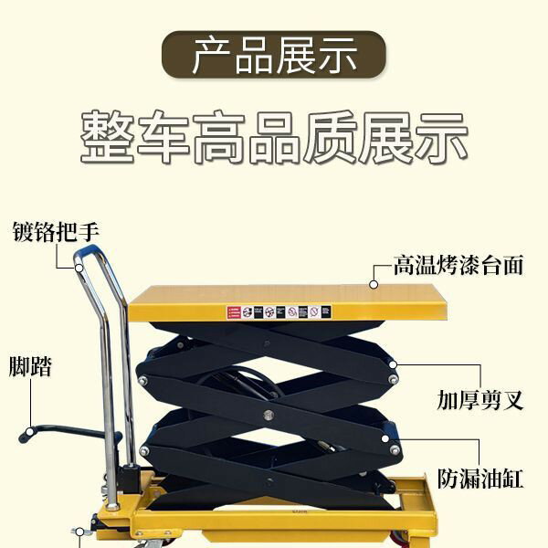 德國進口手動液壓升降平臺車移動式升降機雙剪叉式加厚工作臺簡易