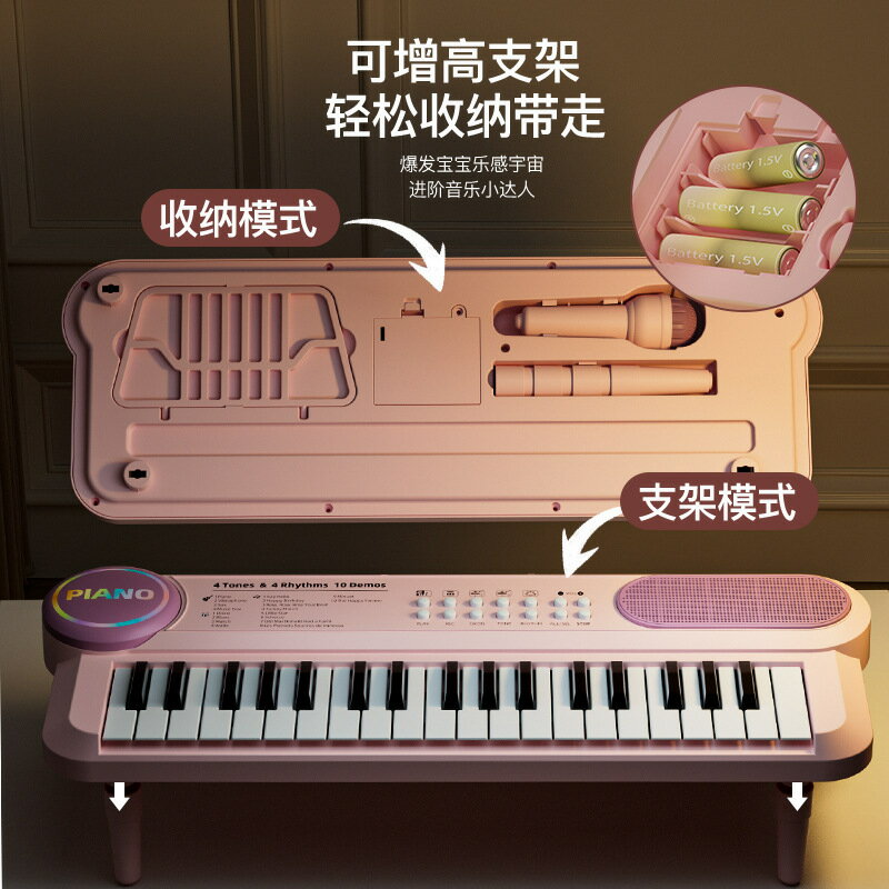 行動式小鋼琴多功能電子琴兒童款寶寶鋼琴玩具初學者練習早教樂器
