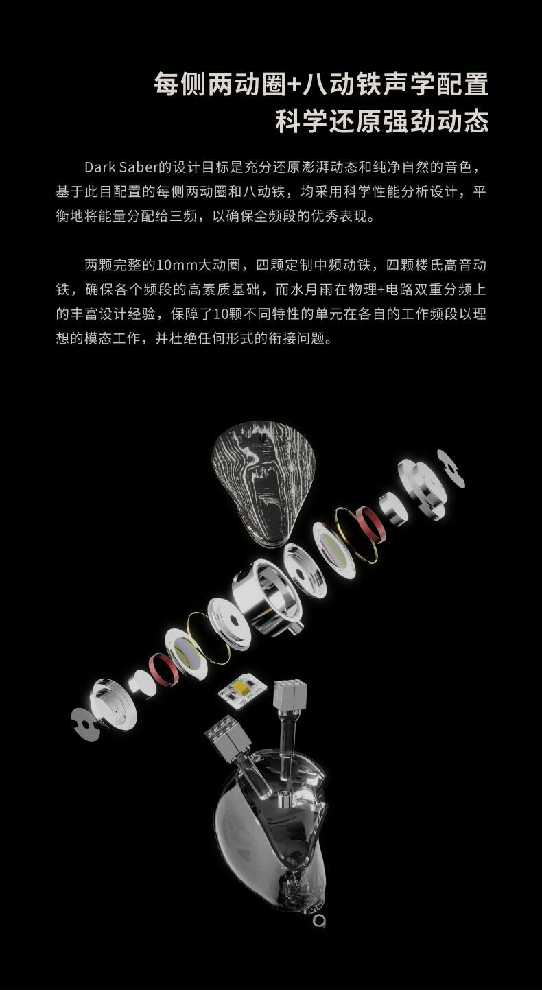 【✨️極美品✨️】水月雨 MOONDROP DARKSABER 黑劍 戈聲】空運MOONDROP/水月雨黑劍DarkSaber兩圈八鐵入耳式耳機