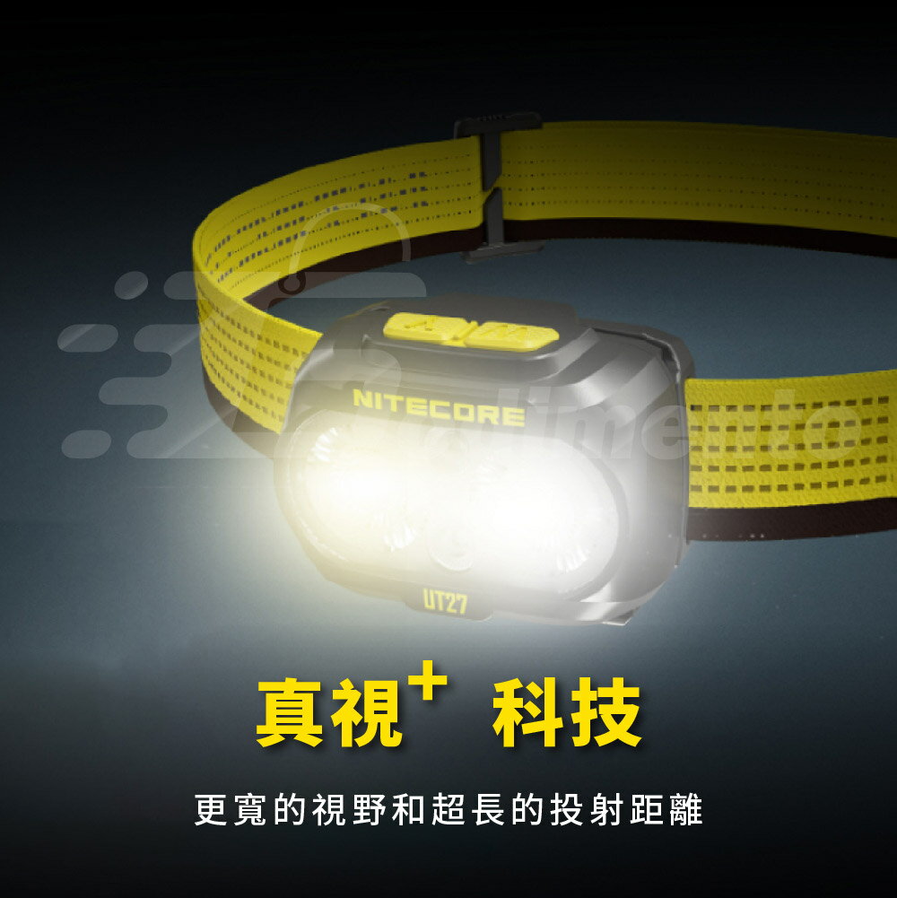 NITECORE 全新升級UT27 800流明三光源輕量頭燈 USB-C充電 LED登山夜跑燈 戶外照明燈 帽燈