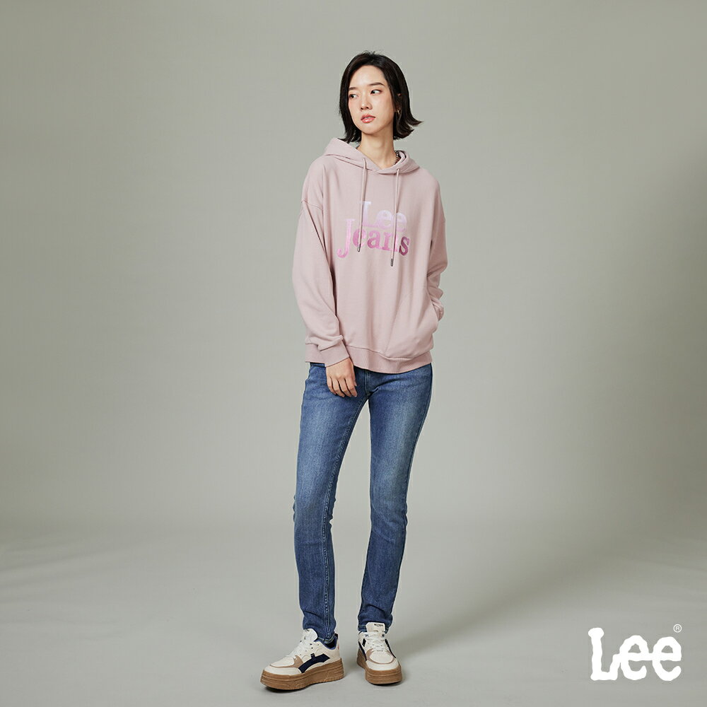 Lee 418 彈性中腰修身窄管牛仔褲 中藍洗水 LB417115108