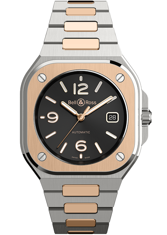 Bell & Ross 柏萊士 BR 05 系列時尚 雙色18K金錶圈 機械錶(BR05A-BL-STPG/SSG)-42mm-黑面鋼款｜指定卡滿5千回饋10%